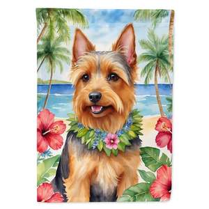 Australian Terrier Luau Garden Flag Multicolor Decorativo Yard Banner para Patio Artwork Buzón Bandera para camas de flores Tamaño de jardín - Product Image 1