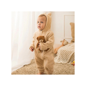 Combinaison pour bébé en fausse fourrure marron, à capuche, unisexe, hiver, douce, une pièce - Product Image 3