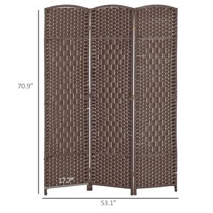 Divisorio Pieghevole a 3 Pannelli Alto 6 Piedi in Legno Marrone, Schermo per Privacy Tradizionale da Interno per Casa e Ufficio - Product Image 3