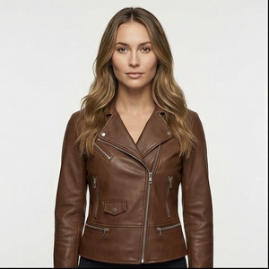 Alta calidad mujeres prendas de vestir exteriores estilo de moda nuevo modelo chaqueta Casual cremallera señoras mujeres chaqueta de cuero mujeres cuero personalizado - Product Image 1
