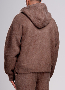 Sudadera con capucha de mohair para hombre, diseño personalizado, venta al por mayor, suéter de invierno con cremallera, unisex, de lana, tejido, extragrande - Product Image 2