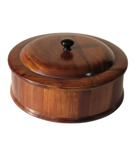 Light Brown <b>Wooden</b> Chapati & Roti Casserole Kitchen Chapati Roti <b>Box</b> Round Shape Durable Serving <b>Box</b> with Flip Top Lid - Product Image 1