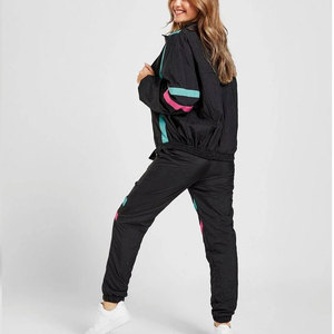 Unisex Black Eco-Friendly Streetwear Tracksuit Solid Lightweight Full-Length Sporty Joggers <b>Zip</b>-<b>Up</b> <b>Jacket</b> Breathable Polyester - Product Image 2