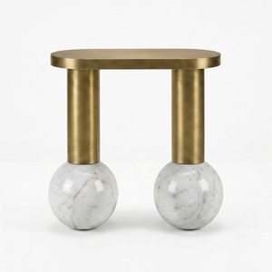 American Style <b>Round</b> <b>Side</b> <b>Table</b> With Walnut Top And Brass Metal Spiral Base For Living Room Furniture - Product Image 5