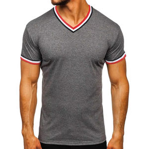 Camiseta de Cuello en V para Hombre, 100% Algodón de Alta Calidad, Secado Rápido, Transpirable, Estilo Básico, Impresión Personalizada, OEM, Moda al por Mayor - Product Image 1