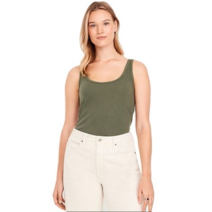 Women's Summer Fitness Tank <b>Top</b>-Spandex/Cotton Canvas Fabric Breathable Quick Dry Eco-Friendly Solid Color <b>Low</b> Price - Product Image 2