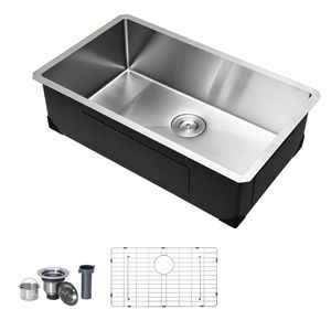 Évier de cuisine encastré simple de 30 pouces en acier inoxydable, style ferme, avec un seul trou - Product Image 1
