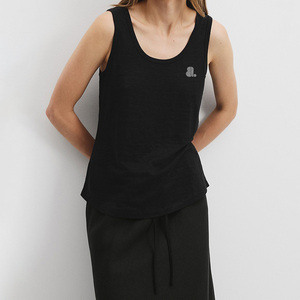 Women's Eco-Friendly Quick Dry Breathable Solid Casual Spandex/Cotton Jersey Tank <b>Top</b> with ODM Supply - Product Image 1