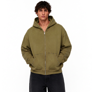 Sudadera con Capucha Personalizada para Hombre, con Cuentas, de Algodón Grueso, Estilo Urbano, Marca Privada, Fabricante de Ropa al por Mayor OEM ODM - Product Image 3