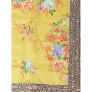 Lehenga Choli de mariée en organza à imprimé floral numérique jaune - Product Image 2