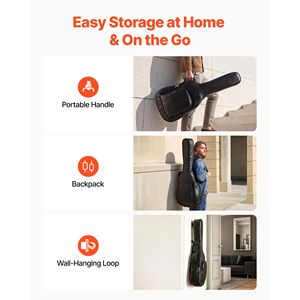 Étui rigide pour guitare acoustique 47,1 pouces, coque rigide Oxford, étui de voyage protecteur avec compartiment pour accessoires et rembourrage en mousse - Product Image 4