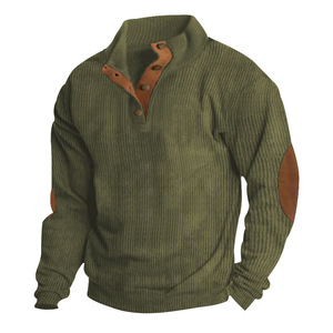 <b>Men's</b> <b>White</b> Quarter-Zip Knit <b>Sweater</b> With Brown Leather Accents And Button Closure Casual Autumn Wear - Product Image 5