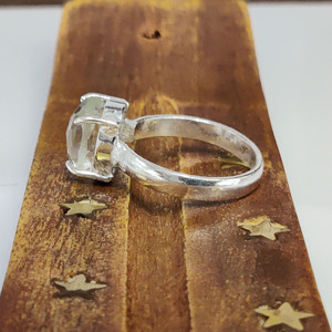 Faceted White Topaz Gemstone <b>Ring</b> 925 Silver Crystal <b>Ring</b> <b>Dainty</b> Minimalist <b>Ring</b> For Her - Product Image 4