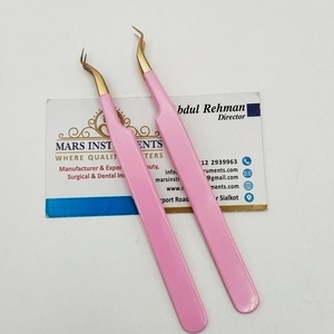 Pince à cils rose plaquée or, pointe lisse, outils de précision pour extensions de cils - Product Image 1