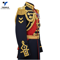 Manteau de cérémonie unisexe sur mesure avec bordure tressée dorée en mélange laine/polyester pour événements et spectacles