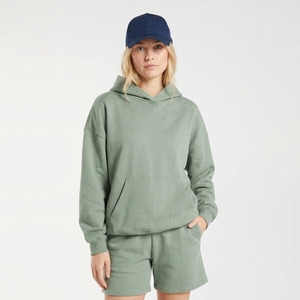 <b>Women's</b> <b>Navy</b> Blue Drop Shoulder Pullover Hoodie Long Sleeve Oversized <b>Fleece</b> Sweatshirt - Product Image 4