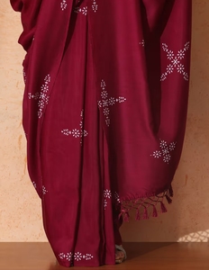 Sari de Algodón Muselina Floral Rosa KV con Blusa sin Coser para Fiestas, Sin Arrugas y de Secado Rápido - Product Image 4