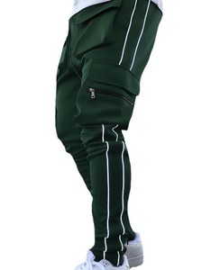 Pantalones Jogger Cargo Casuales de Cintura Alta para Hombre, 100% Algodón, con Raya Reflectante Elástica - Product Image 3