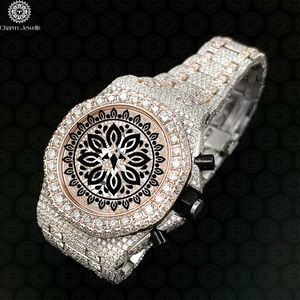 Montre de luxe en acier inoxydable Charm Jewells, boîtier de 40 mm, chronographe, cadran analogique, verre, montre mécanique pour homme, date automatique - Product Image 3