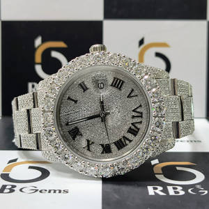 Montre de luxe unisexe certifiée en cristal de saphir 2025, personnalisable, avec moissanite VVS, en acier inoxydable, mouvement à quartz ETA, boîtier de 5 mm - Product Image 2