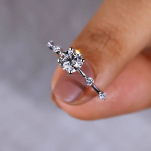 แหวนแต่งงานสีทองขาว14K สำหรับภรรยาแหวนแต่งงานครบรอบแต่งงานประดับเพชรตกแต่งด้วยแหวนสไตล์อินเทรนด์ - Product Image 2