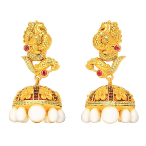 Gold Replica Jhumka Fashion Earrings - Product Image 2