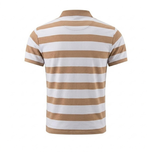 Chemises polo en tricot pour hommes sur mesure, tissu doux, manches courtes, coton respirant, beige blanc, haute qualité, service OEM. - Product Image 2