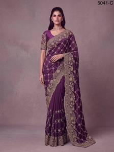 Sari traditionnel Rivaayat House en soie Banarasi verte ornée, mélange de coton extensible et matériaux recyclés, longueur au sol - Product Image 5