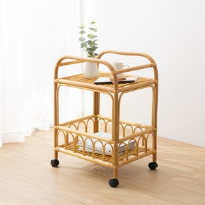 OEM support rattan drink carts hotel room service cart beautiful storage trolley multi use trolleys - Product Image 6