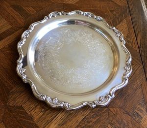 12" Silver Charger Plate Polish High Quality Brass Plates & Dish With <b>Border</b> Design Food Grade Premium Plates Customizable Style - Product Image 5