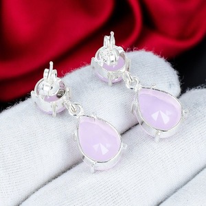 Rose Quartz Gemstone Drop Earrings 925 <b>Sterling</b> <b>Silver</b> Pear Cut Handmade Dangle Earrings Elegant Jewelry Gift for Women - Product Image 3