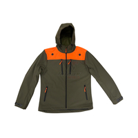 Veste Softshell Homme Orange Vert avec Logo Avant, Fermeture Éclair Intégrale, Imperméable, à Capuche, pour Chasse, Hiver, Randonnée, Tactique, Extérieur, Coupe-Vent