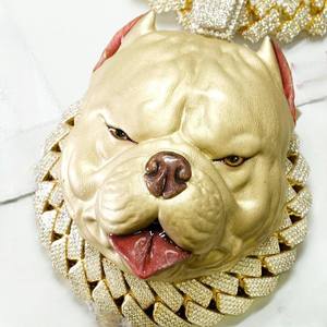 Colgante de Plata con Moissanita VVS Brillante, Estilo Hip Hop, Personalizado, con Incrustaciones de Diamantes, Esmaltado, 3D, Diseño de Perro - Product Image 2