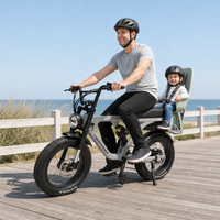 Vélo Électrique Vintage Fat Bike Urbain 7 Vitesses Moteur Brushless 1000W Batterie Lithium 48V Cadre en Alliage d'Aluminium Capteur Siège Bébé