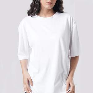 Camisetas de Mujer al por Mayor con Estampado Personalizado, Estilo Holgado, de Algodón Orgánico, Casuales de Verano, de Manga Corta - Product Image 3