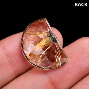 Natural Golden Rutile Trillion Checker Cut, Calibrated Flat Back Gemstone for Ring Pendant Jewelry 20x14x9 mm - Product Image 4