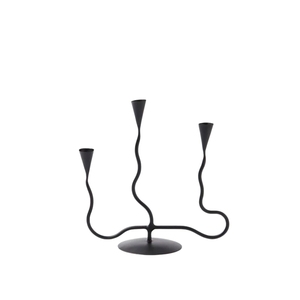 Portavelas de hierro moderno con acabado en polvo negro para decoración del hogar, para iluminación, para mesa de comedor - Product Image 3