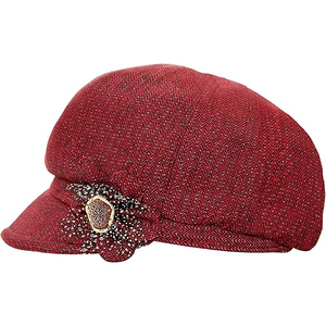 Casquette de mode en coton rouge avec accent floral brodé, style anglais, unisexe, pour toutes les saisons, chapeau décontracté 56-58CM - Product Image 1
