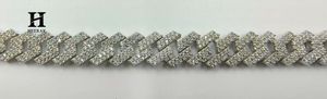 Mens <b>Iced</b> <b>Out</b> Miami Cuban Link Bracelet, Silver Tone CZ Diamond Prong Set Bracelet - Product Image 5