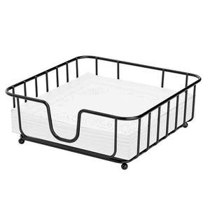 <b>Black</b> Coated <b>Square</b> Shape Napkin Holder For Home Office Restaurant <b>Table</b> Top Decorative Use Metal Napkin Holder Free Standing - Product Image 1