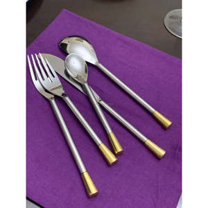 Ensemble de couverts élégants en cuivre et en acier inoxydable Fourchettes jetables pour les repas de table élégants pour les fêtes de mariage - Product Image 3