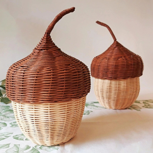Panier en rotin Acorn, ensemble de paniers de rangement tissés de haute qualité, accessoires pour chambre d'enfant - Product Image 1
