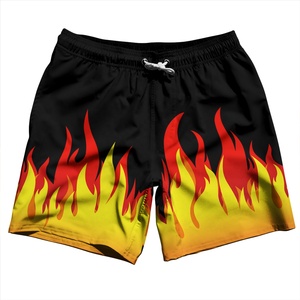 Flame Pattern Printing Custom Logo Breathable <b>Swim</b> Shorts Drawstring Closure Sublimation Basketball Nylon Shorts - Product Image 1