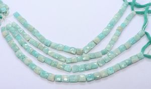 Perles d'Amazonite naturelle facettées en forme de chiclet 7x7-8x8 MM, perles carrées en Amazonite 8 pouces pour bijoux - Product Image 5