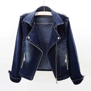 เสื้อแจ็คเก็ตยีนส์แฟชั่นผู้หญิง แขนยาว ผ้าทอ กันยับ ทรงครอป บุผ้าฝ้าย - Product Image 4