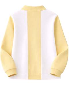 Sudadera Polo Personalizada Amarilla y Blanca con Cierre de Cremallera, Paneles Acanalados, Estilo Casual, Forro Polar, Manga Larga, Prenda Superior Urbana Premium - Product Image 2