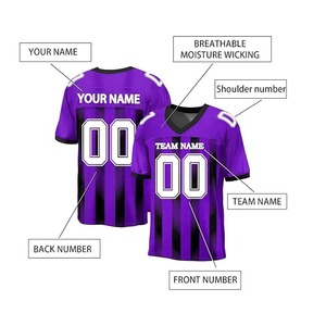 Maillot de football américain unisexe de style optimal, haute qualité, manches courtes, grandes tailles, personnalisable, anti-bactérien, collection 2026 - Product Image 5