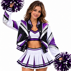 Ensemble d'uniformes de cheerleading à marque privée avec veste athlétique, jupe et design d'équipe personnalisé - Product Image 1