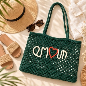 Custom Lettering <b>Crochet</b> Tote <b>Bag</b> Wholesale Women's Mesh Shoulder <b>Bag</b> for Beach Resort and Boutique Retail - Product Image 3