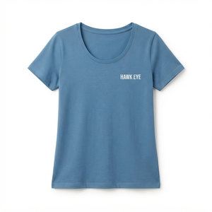 T-shirt en coton bleu pour femme Hawk Eye, col rond, manches courtes, couleur unie, respirant, coupe classique, taille standard - Product Image 5